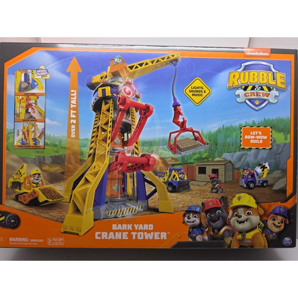 Paw Patrol Rubble & Crew Bark Yard Crane Tower Set with Action Figure & Vehicle